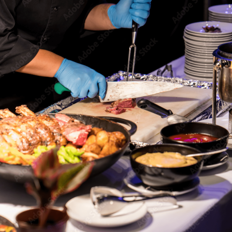 PSRT chef attending a live paella station at a Bay Area wedding reception